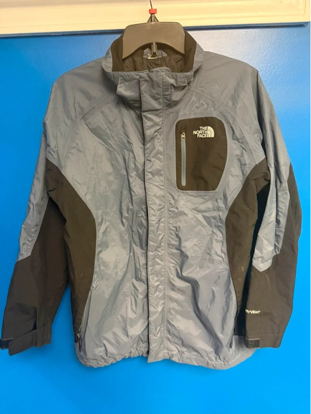 The North Face HyVent Waterproof Rain Jacket Blue Gray Black